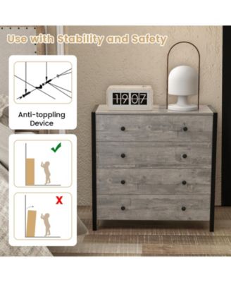 4-Drawer Dresser Modern Wooden Chest of Drawers for Bedroom Living Room