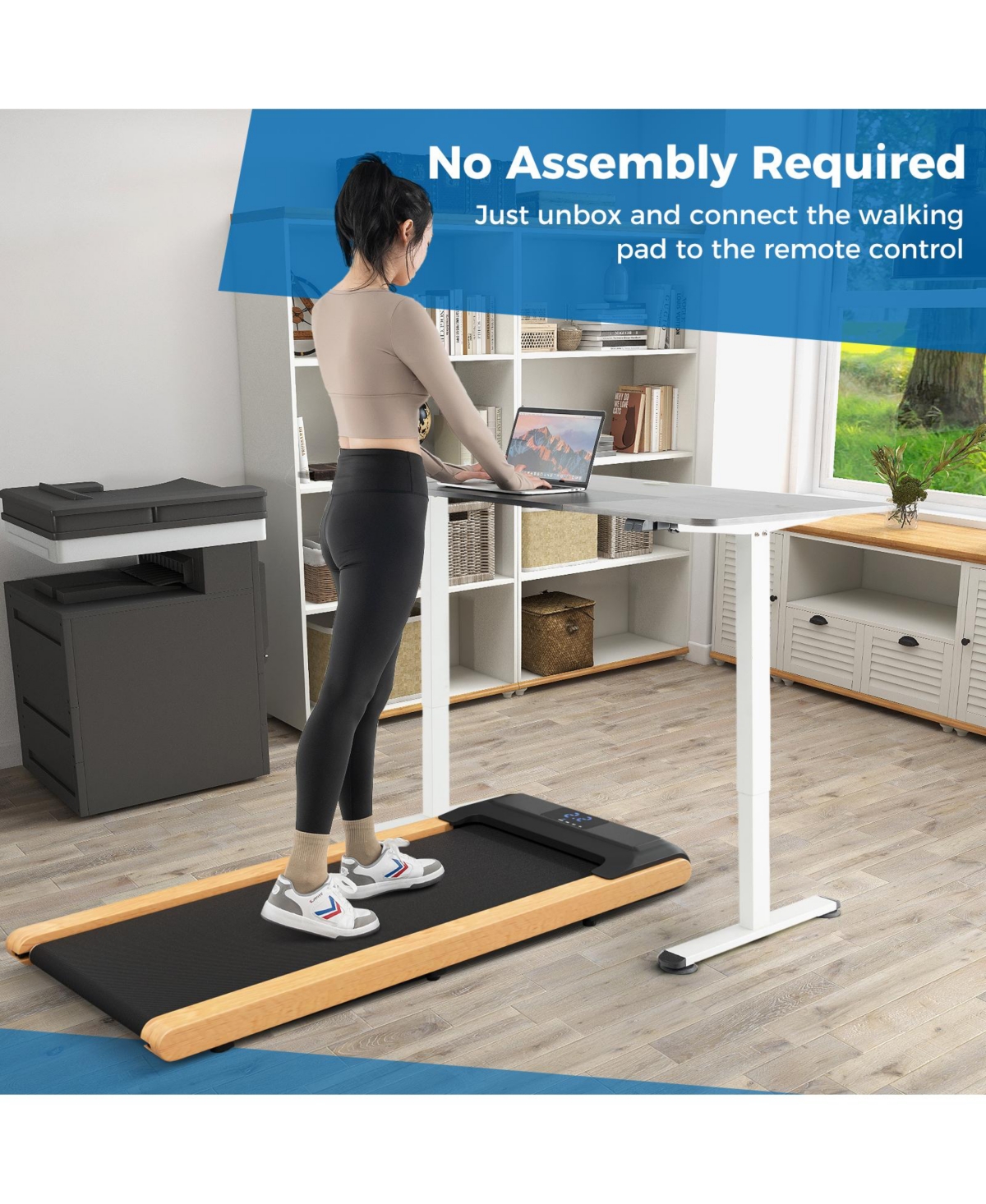 Slickblue 3-in-1 Walking Pad with Remote and Smart App Control for Home Office - Natural