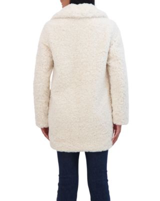 Women's Crushed Faux Fur Button Front Coat