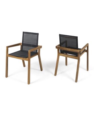 Streamdale Versatile Outdoor Mesh And Wood Dining Chair