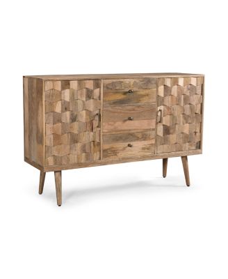 Mid-Century Modern 3-Drawer 2-Door Cabinet With 3D Tile Weave