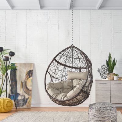 Teardrop Hanging Chair With Water-Resistant Cushions