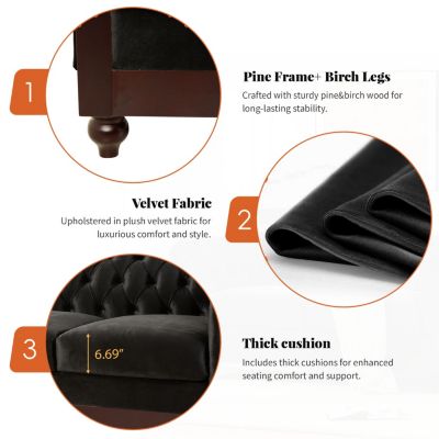 59" Velvet Loveseat Sturdy Pine Frame, Luxurious Comfort