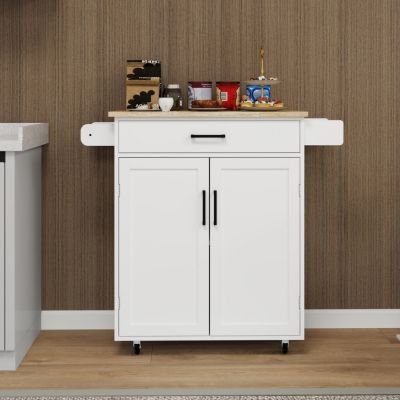 Stylish Kitchen Island Cart with Storage and Rack