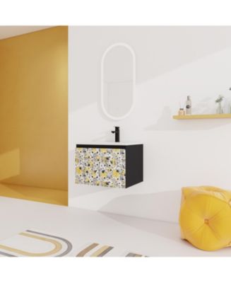 Streamdale Furniture Wall-Mounted Vanity with Ceramic Sink & Soft-Close ...