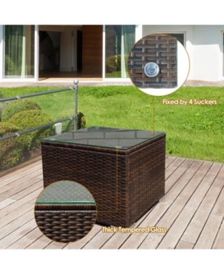 3 Pieces Patio Conversation Rattan Furniture Set with Cushion