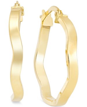 image of Wave Hoop Earrings in 10k Gold