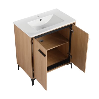 30" Bathroom Vanity with Storage Cabinet, Engineered Wood