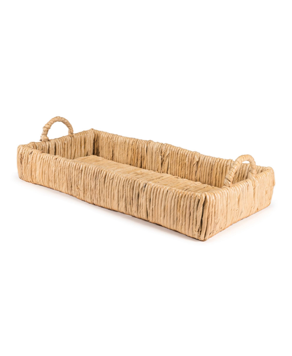 Anika 22.5" Traditional Southwestern Hand-Woven Abaca Tray with Handles, Natural - Natural