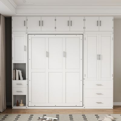 Full Size Murphy Bed with Lockers & Wardrobes