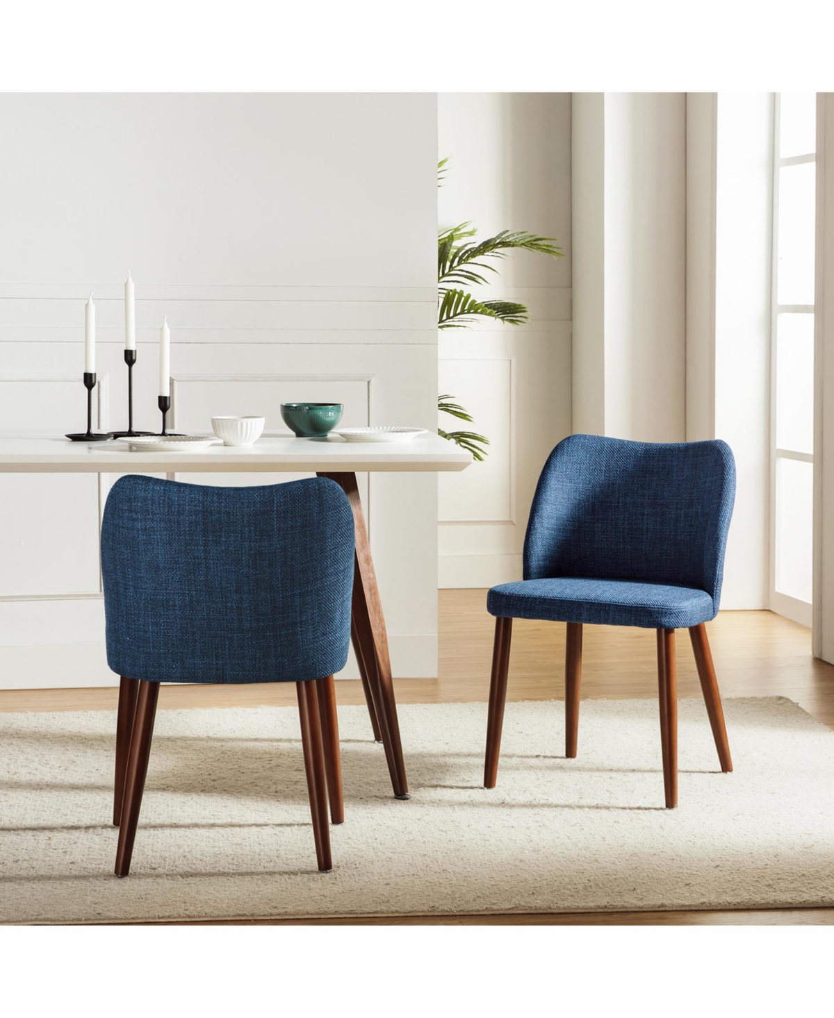 Hulala Home Melisa Dining Chair with Solid Wooden Legs,Set of 2