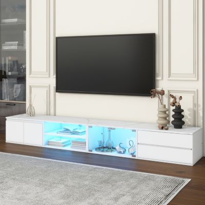 Streamdale Modern LED TV Stand with Faux Marble Top & APP-Controlled Lights