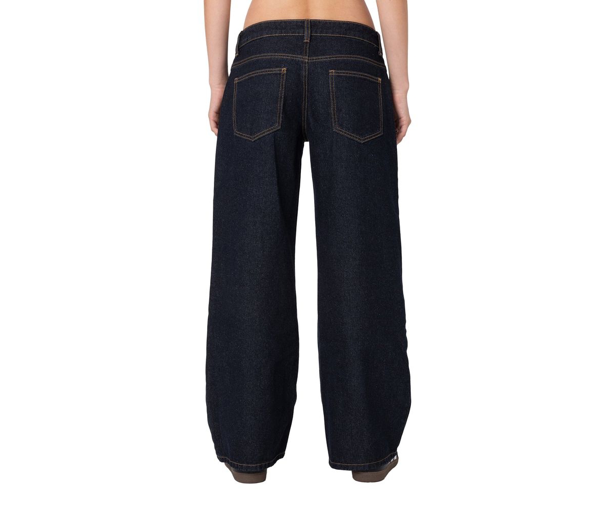 Edikted Women's Raelynn washed low rise jeans - Indigo-blue-raw-washed