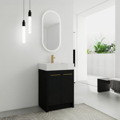 24" Freestanding Vanity with Resin Sink, Soft-Close Door