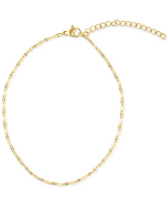 Gold Tarnish Resistant Adjustable 9-11" Herringbone, Valentina and Mariner Chain Anklet Set