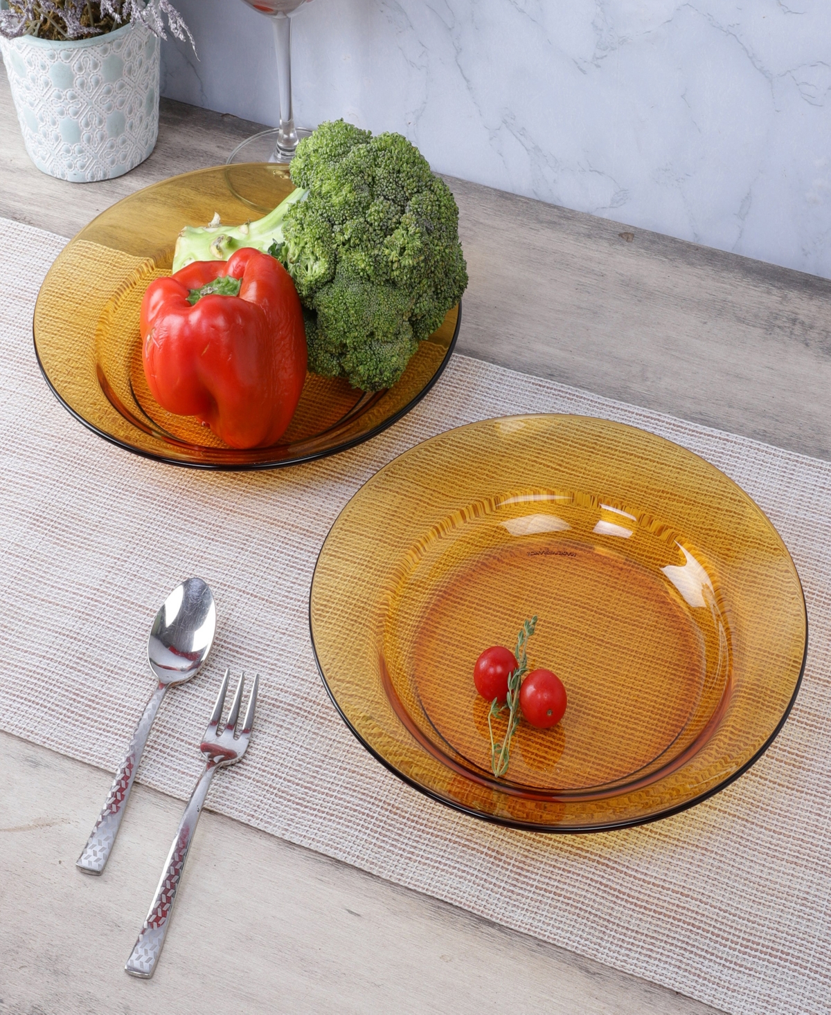 Duralex Lys Soup Plates, Set Of 6 In Amber
