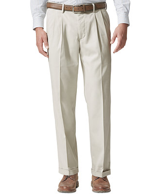 Dockers Men's Comfort Relaxed Pleated Cuffed Fit Khaki Stretch Pants D5 ...