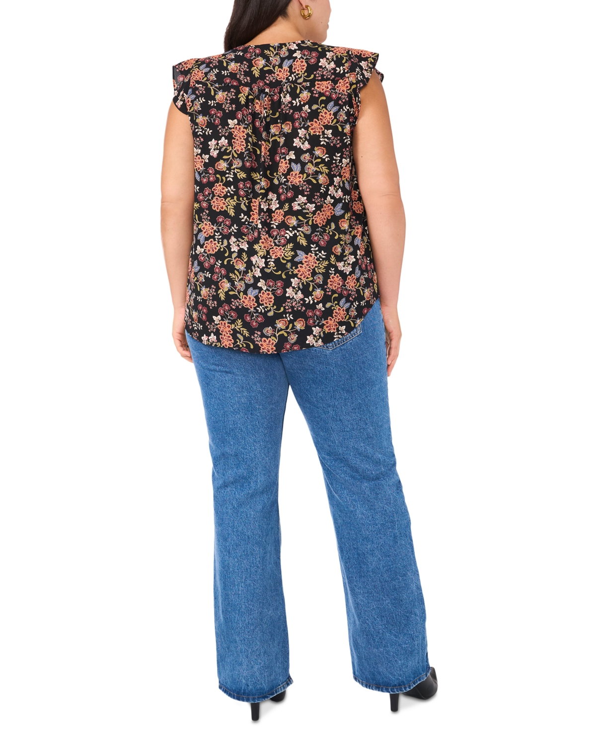 Vince Camuto Women's Plus Size Floral-Print V-Neck Top