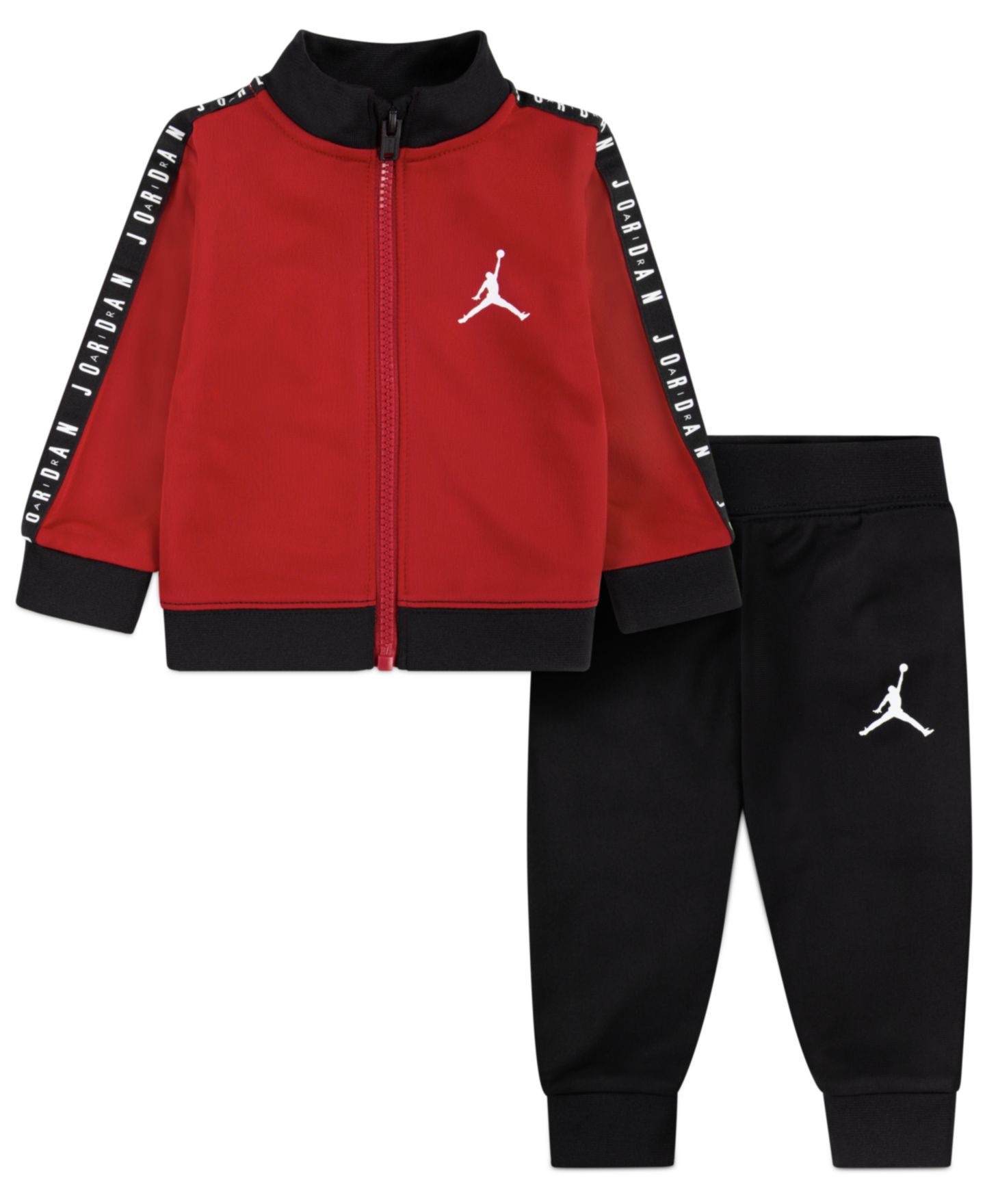 Детский нейтральный комплект Jordan из трикотажа: куртка и брюки, 2 предмета, цвет: Чёрный / Красный — фото 1