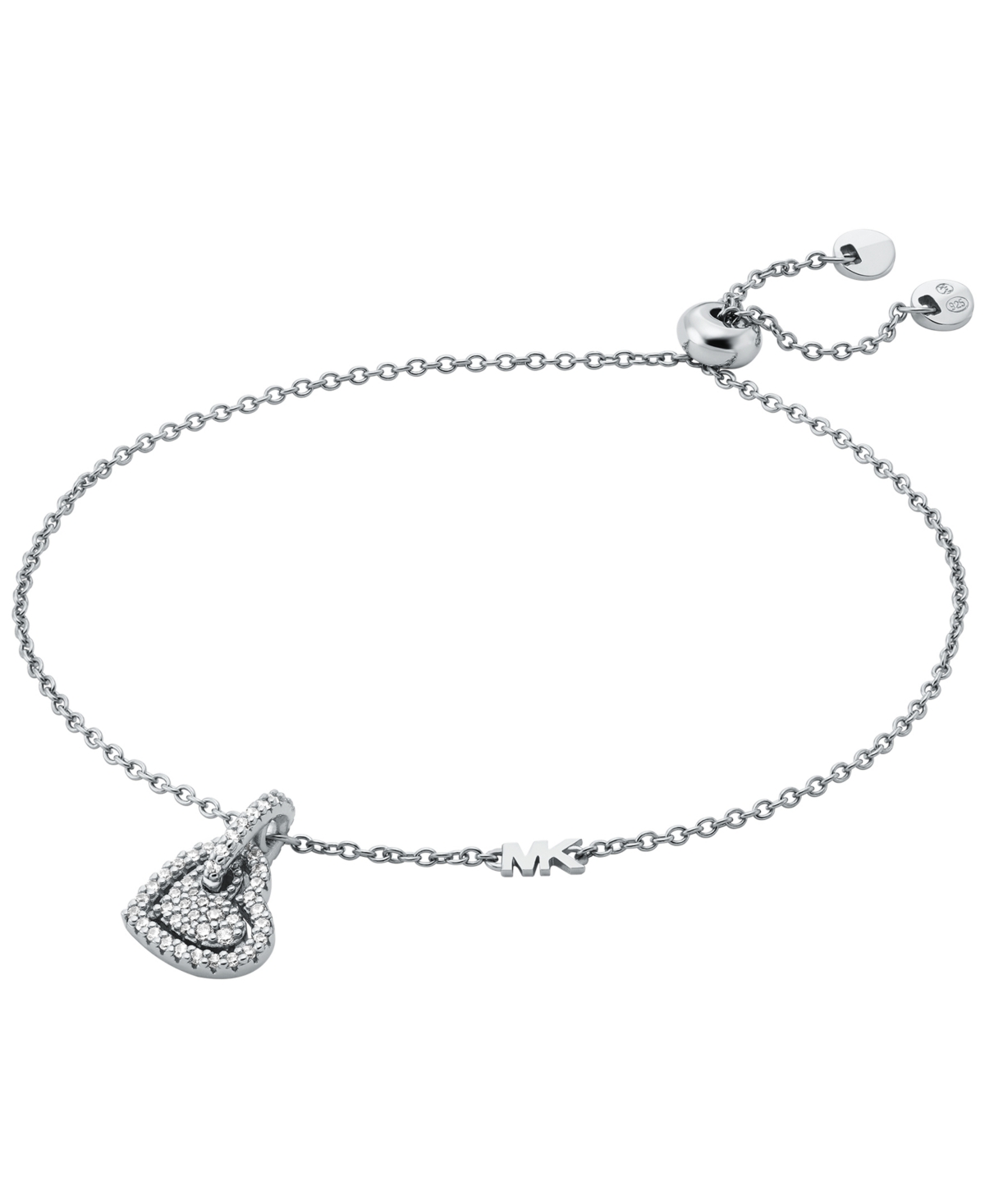 Sterling Silver Pave Heart Charm Bracelet - Rose Gold