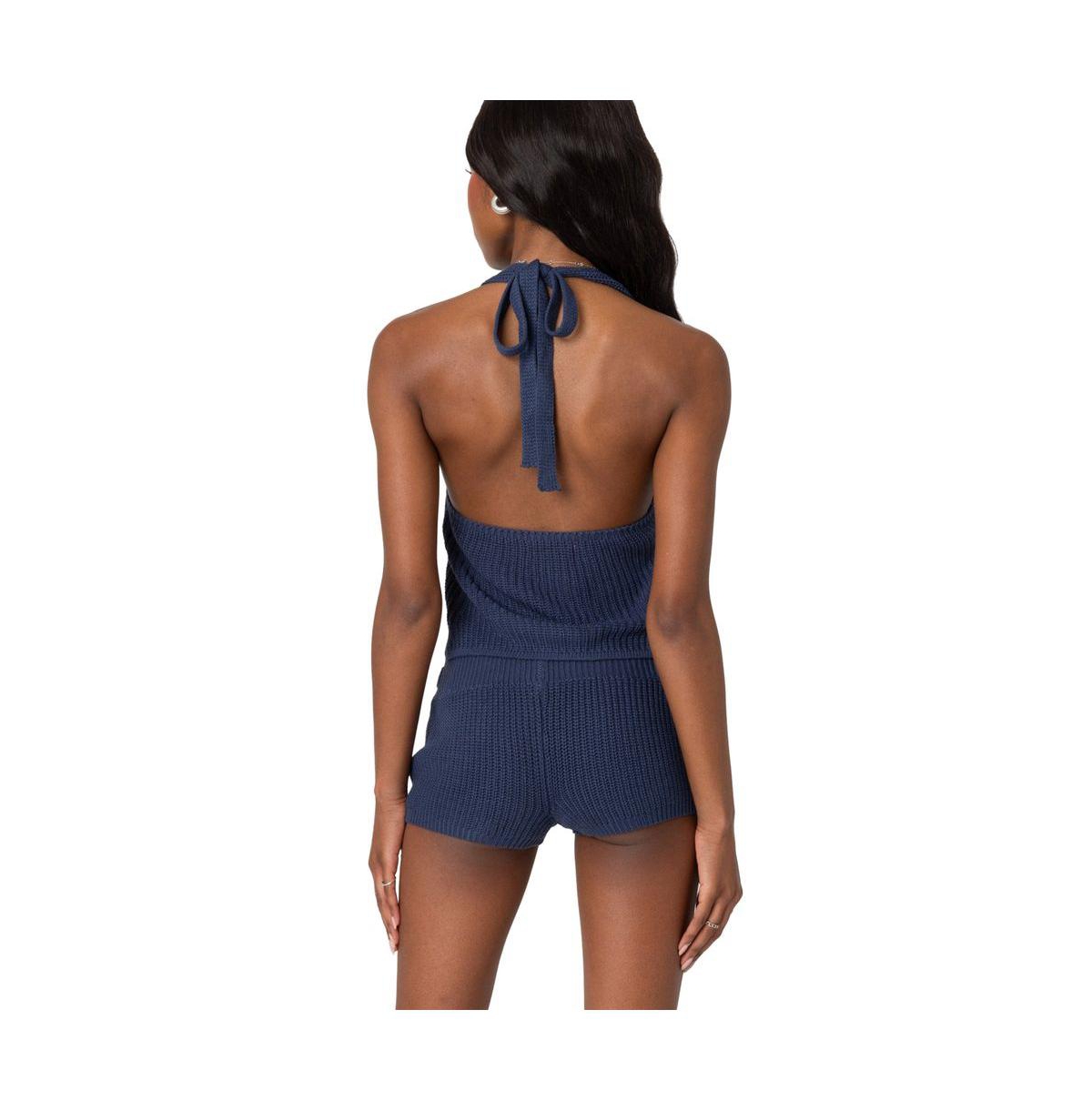 Edikted Women's Weekender belted knit halter top