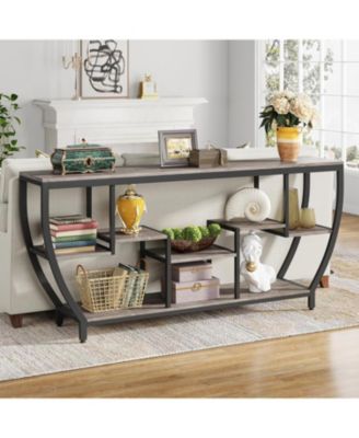 70.9 Inch Long Sofa Table with Shelves, Rustic Console Table with Storage, Industrial Entryway Table TV Stand, Behind Couch Table Accent Tables for Living Room, Hallway, Foyer