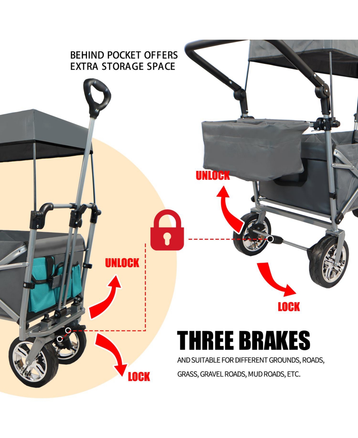 Streamdale Furniture Collapsible Utility Wagon with Canopy