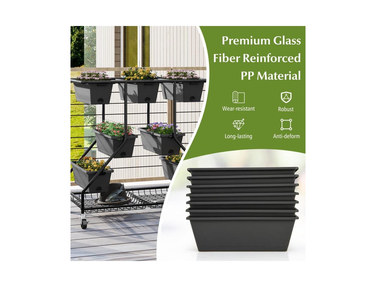 Slickblue Vertical Raised Garden Bed with 7 Planter Boxes and Storage Baskets- Black