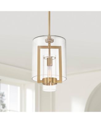 Camden Warm Brass Gold Mini Pendant 10" Wide Modern Clear Glass Fixture for Dining Room House Kitchen Island