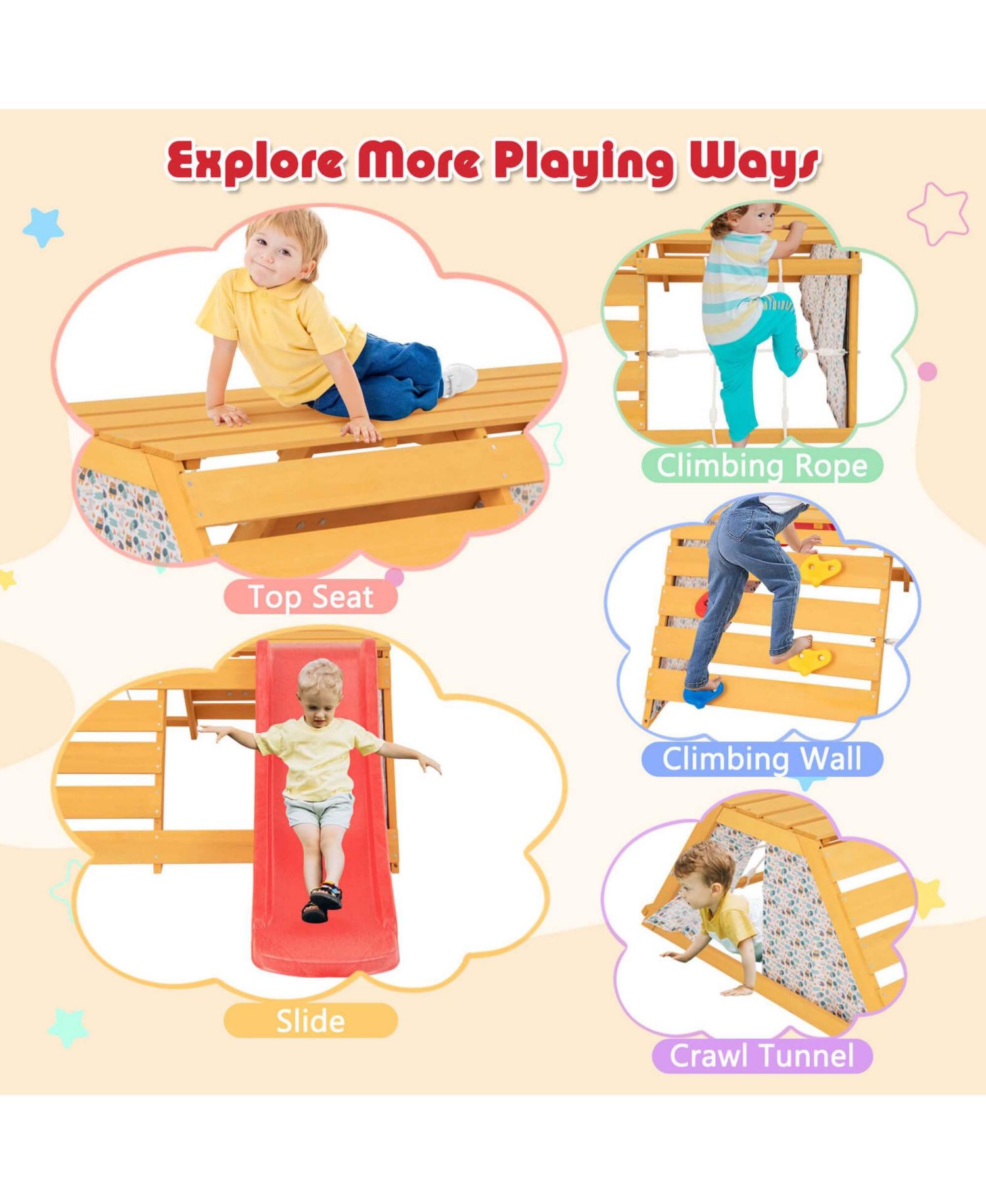 Ages 3-8 5-in-1 Indoor Jungle Gym