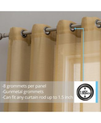 2 Piece Semi Sheer Voile Window Curtain Drapes Grommet Panels for Bedroom, Living Room & Kids Room