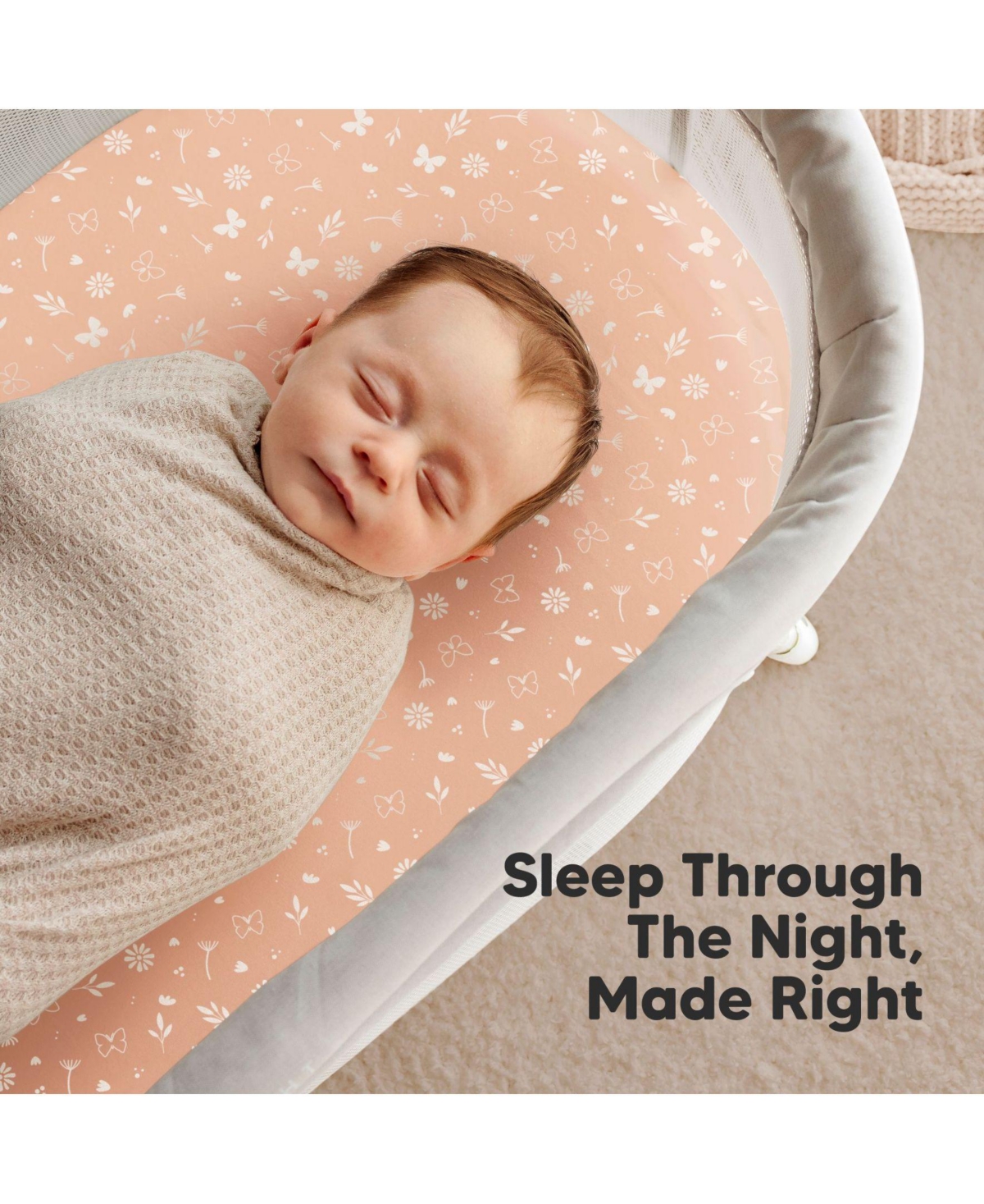 KeaBabies Bassinet Sheet for Baby Girls, Boys, 2-Pack Soothe Fitted Sheets, Bedside Mattress