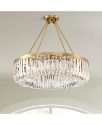 Jenna Modern Glam Ceiling Light Semi Flush-Mount Fixture 28" Soft Gold Metal 8-Light Clear Glass Shade for Bedroom Kitchen Living Family Room Hallway Dining Bathroom House