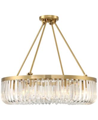 Jenna Modern Glam Ceiling Light Semi Flush-Mount Fixture 28" Soft Gold Metal 8-Light Clear Glass Shade for Bedroom Kitchen Living Family Room Hallway Dining Bathroom House
