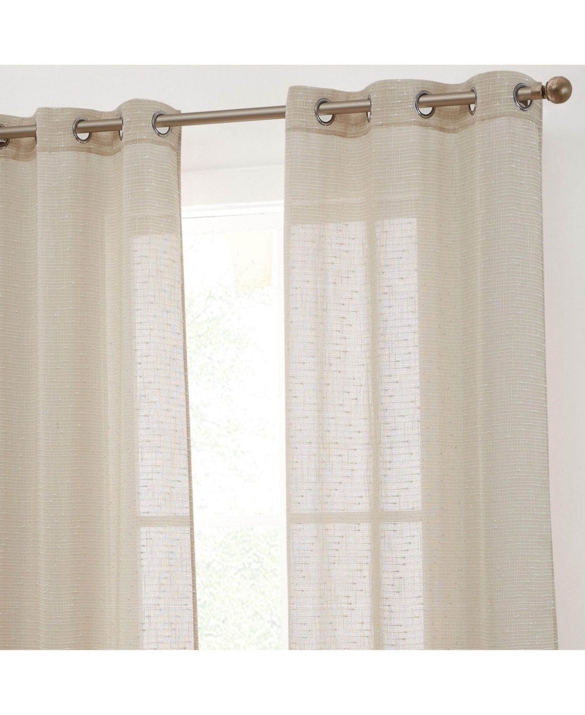 Hlc.me Emily Faux Linen Semi Sheer Light Filtering Transparent Grommet Lightweight Window Curtains Drapery Panels