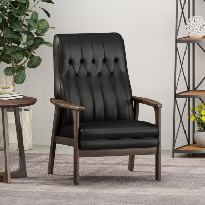 Mid-Century Modern Faux Leather Accent Chair