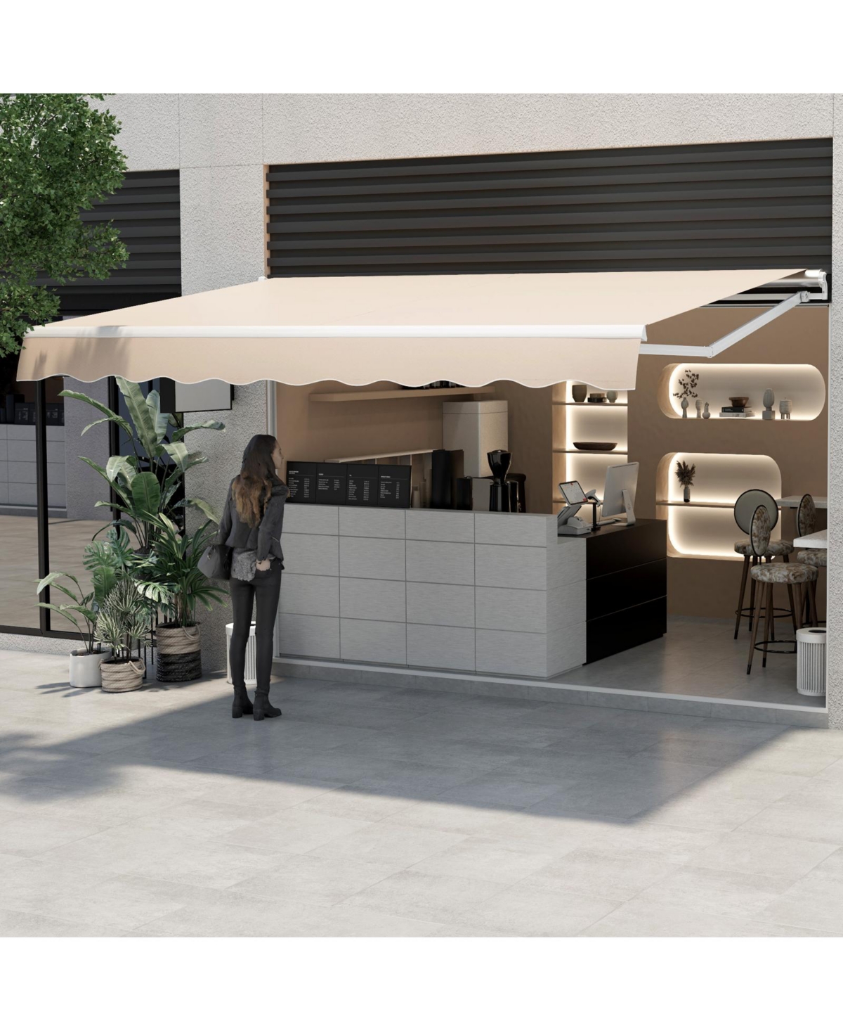 Slickblue 13 × 8 Feet Retractable Patio Awning Aluminum Deck Sunshade