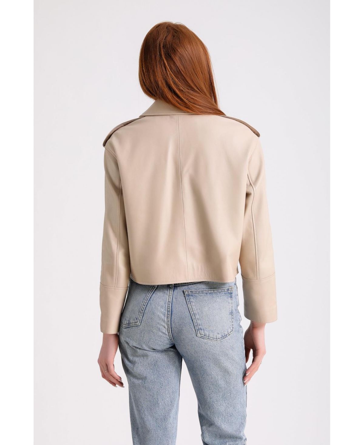 Furniq Uk Women's Leather Jacket,- Beige