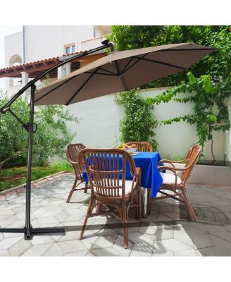 360° Rotation Solar Powered LED Patio Offset Umbrella without Weight Base