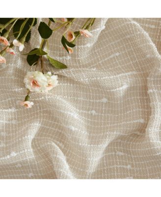 Emily Faux Linen Semi Sheer Light Filtering Transparent Grommet Lightweight Window Curtains Drapery Panels, 2 Panels