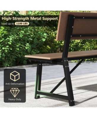 72 Inch Extra Long Bench with All-Weather HDPE Seat & Back for Yard Garden Porch