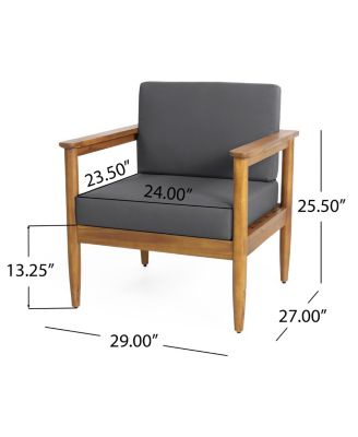 Acacia Wood Club Chair With Water-Resistant Cushions