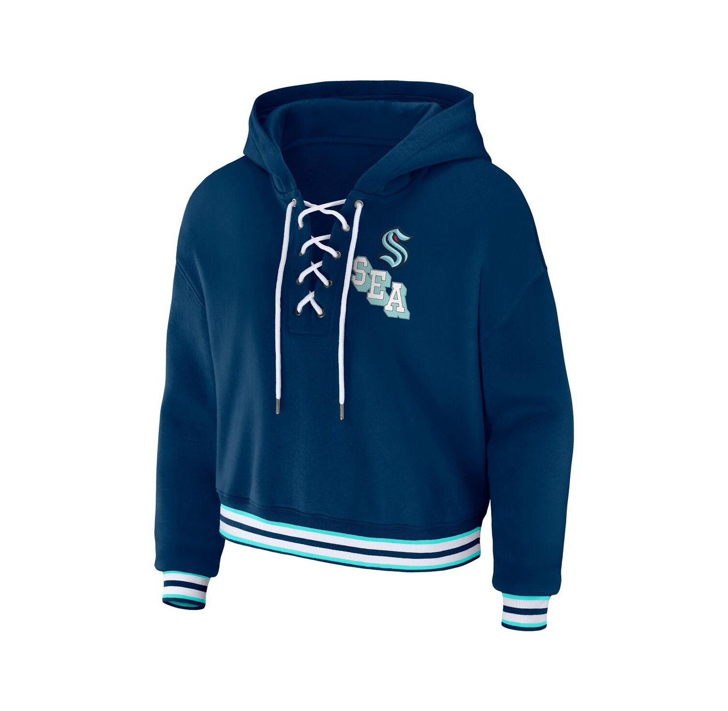 Women's Blue Seattle Kraken Lace-Up Pullover Hoodie