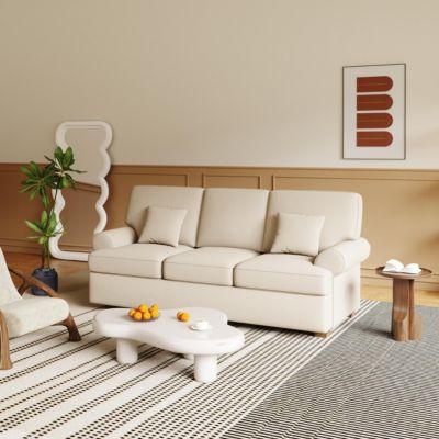 3 Seat Modern Linen Sofa Couch with Extra Deep Seats for Living Room