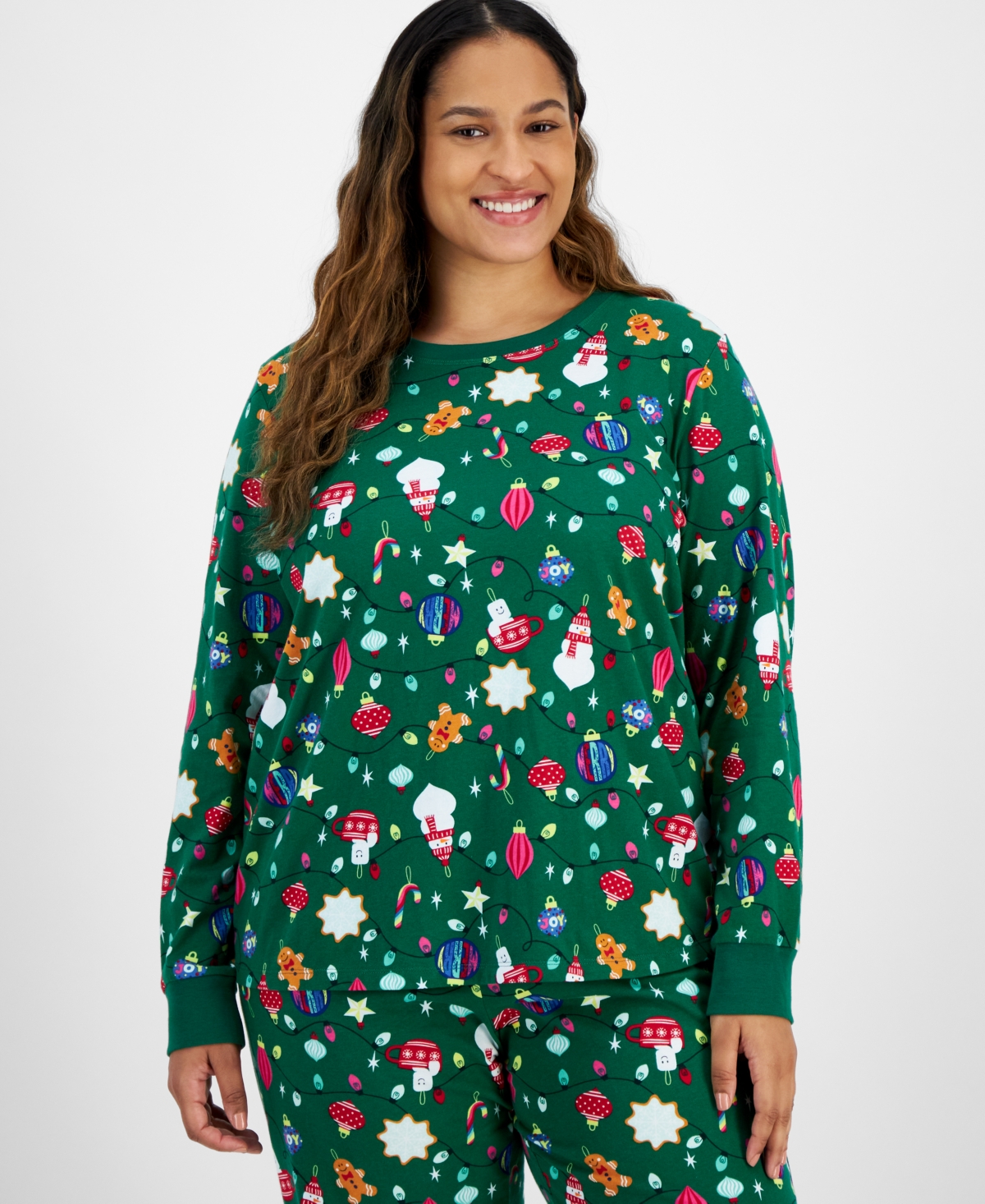 Holiday Lane Plus Size Ornament Cotton Matching Family Pajamas Set, Created for Macy's