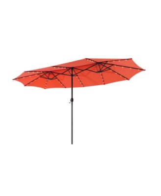 Twin Patio Umbrella with Solar LED Lights for Outdoor Shade