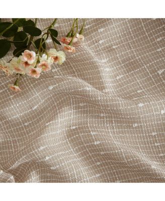 Emily Faux Linen Semi Sheer Transparent Rod Pocket Back Tab Lightweight Window Curtains Wide Panels, Pair