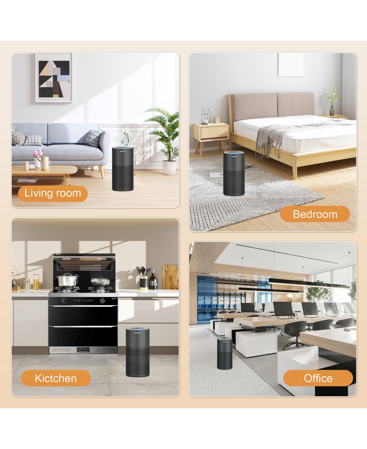 Morento Air Purifiers for Home Large Room, Air Purifiers for Bedroom up to 1076ft², 22dB Quiet Kalo Air Cleaner with 7 Color Night Light, Timer