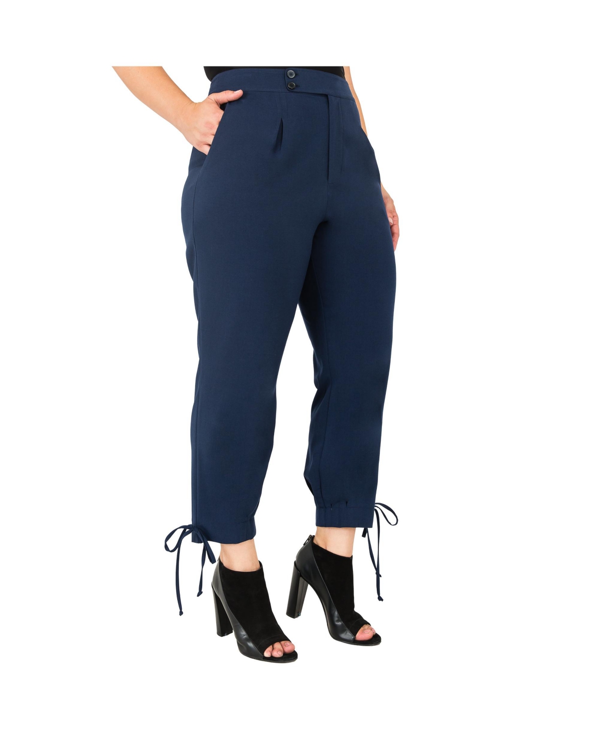 Standards & Practices Plus Size High Waisted Ankle Tie Cuff Trousers