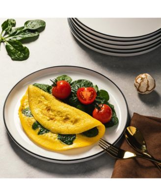 Oslo 8 Piece Porcelain Dinner Plate Set - Black Rim